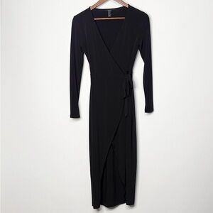 Forever 21 Long Sleeve Black Wrap Dress Size Small